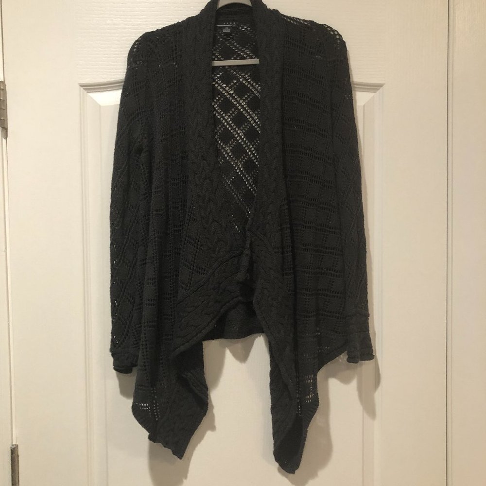 Line Womens Crochet Like 100% Cotton Open Face Hi-Lo Cardigan Size XS
